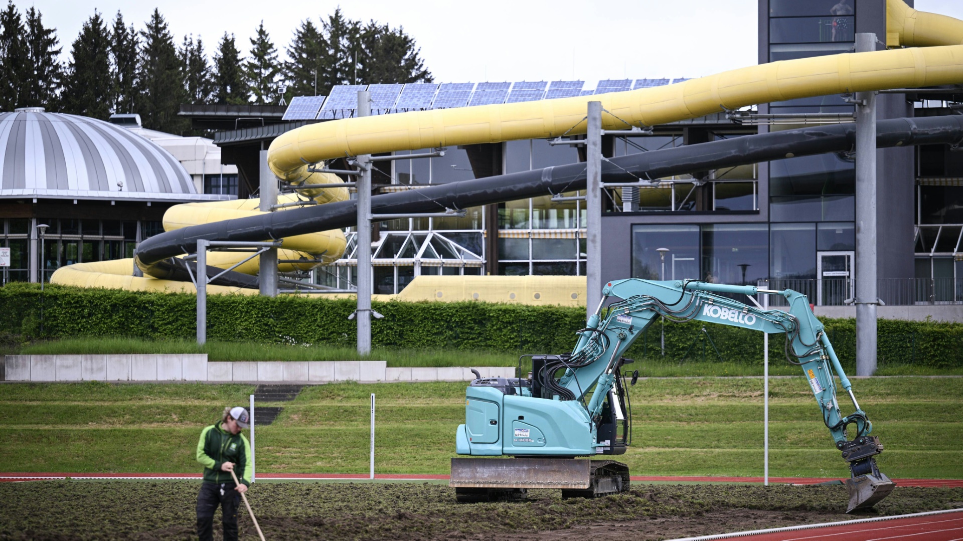 Die Dänen trainieren direkt am Wasserpark