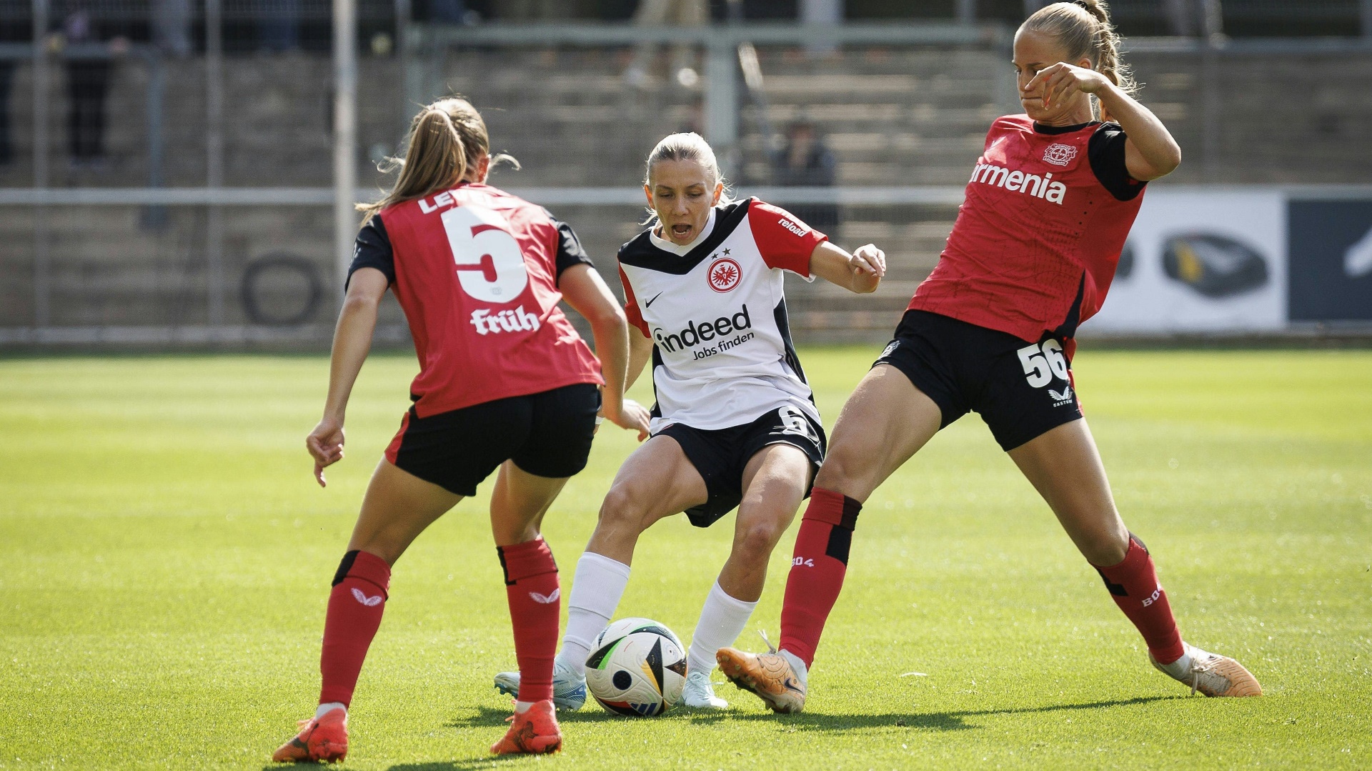 Senß (Mitte) spielt seit dieser Saison für die SGE