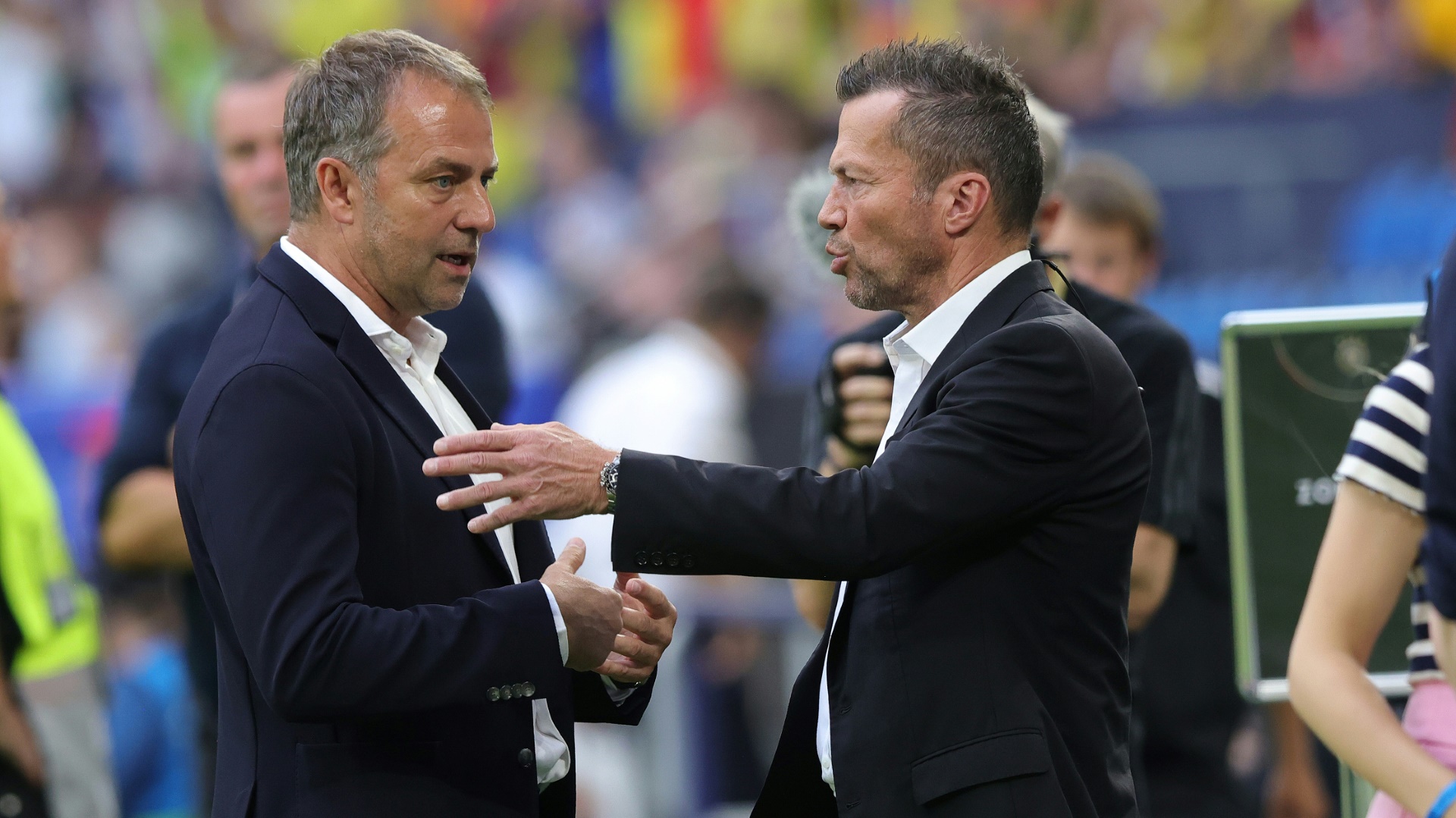 Lothar Matthäus (r.) im Gespräch mit Hansi Flick