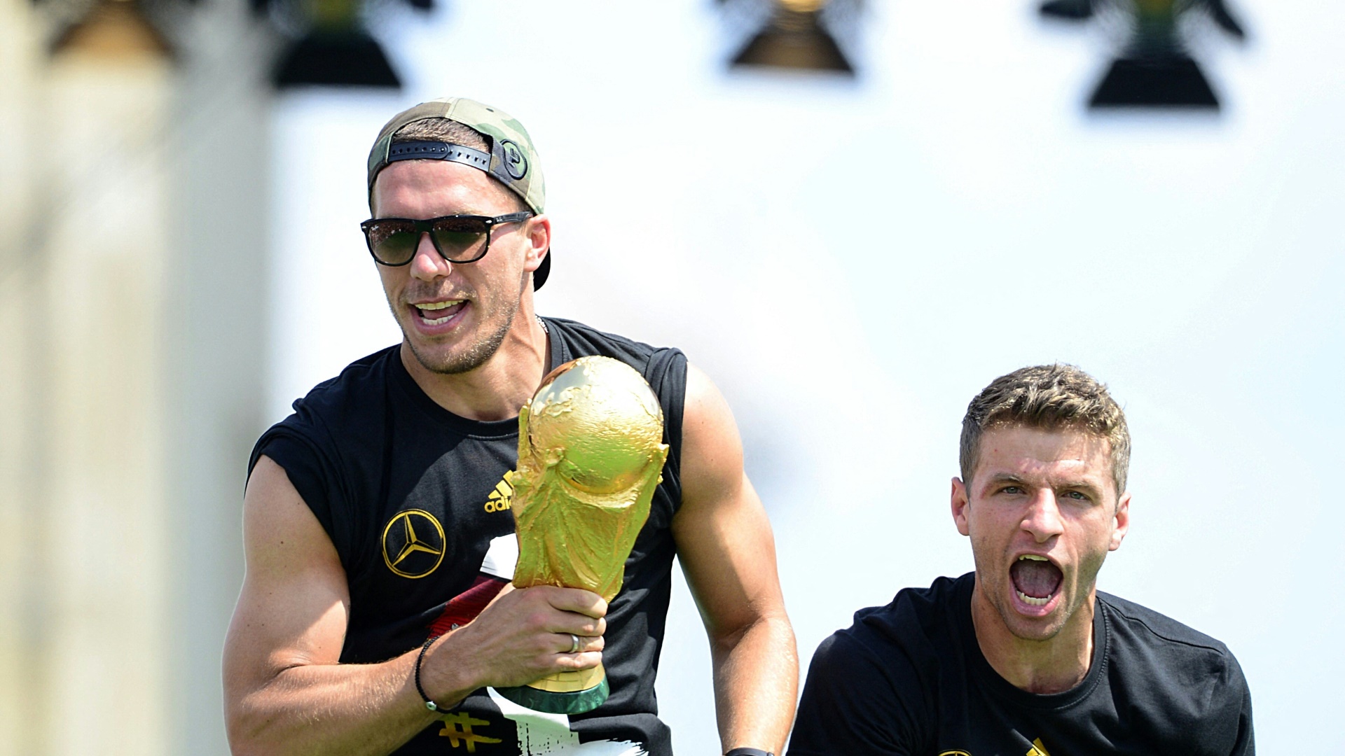 Weltmeister: Lukas Podolski (l.) und Thomas Müller