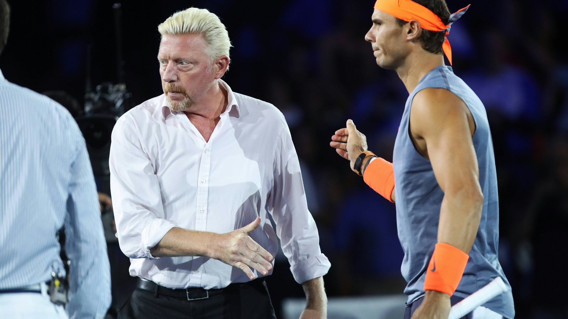 Boris Becker würdigt Rafael Nadal (r.)