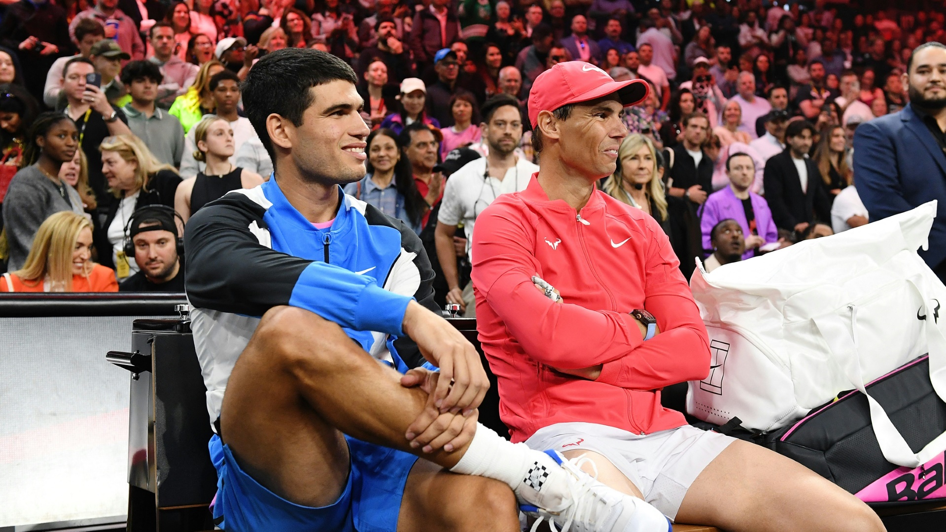 French-Open-Sieger unter sich: Alcaraz und Nadal (r.)