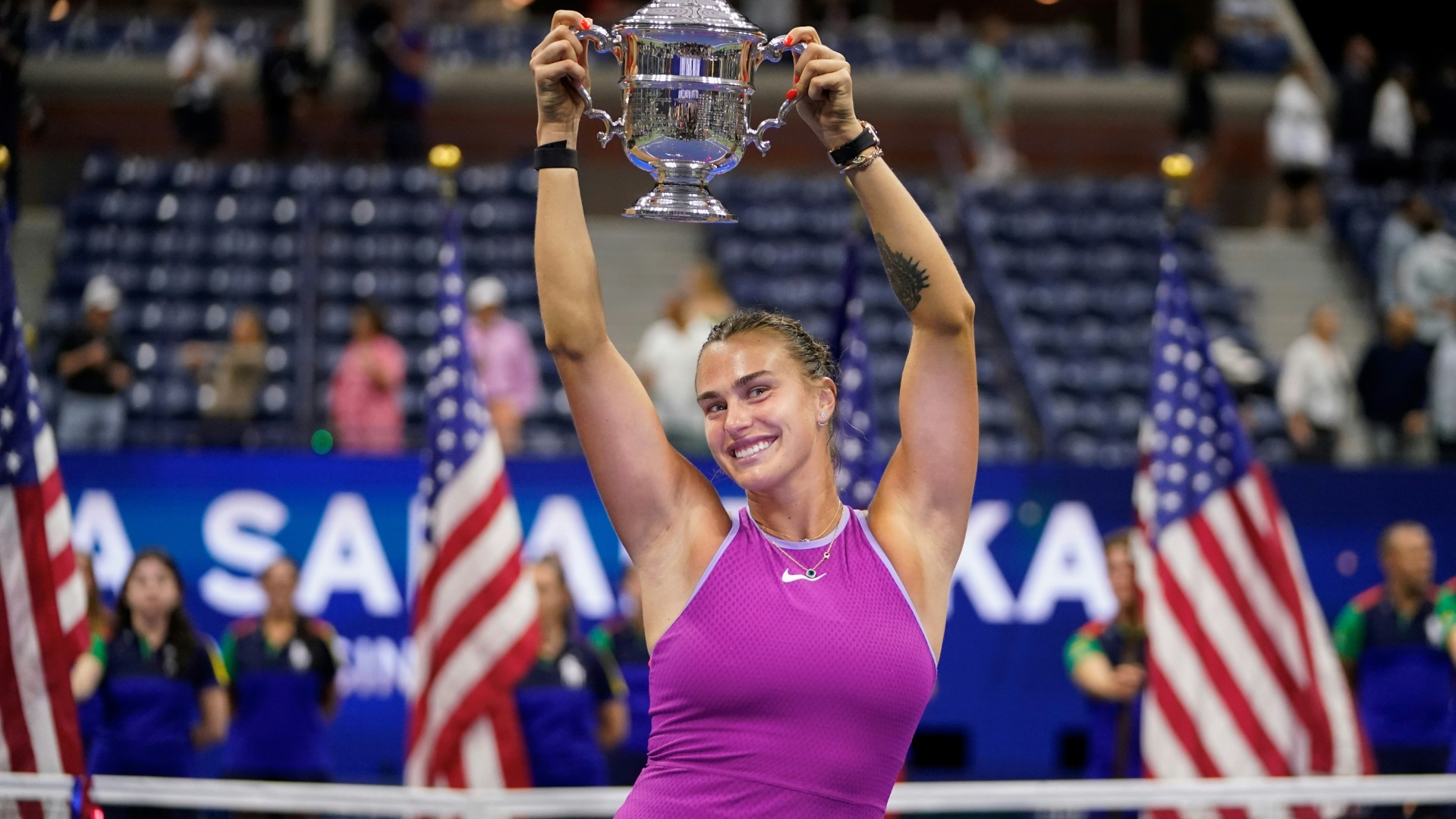 Aryna Sabalenka feiert ihren Triumph