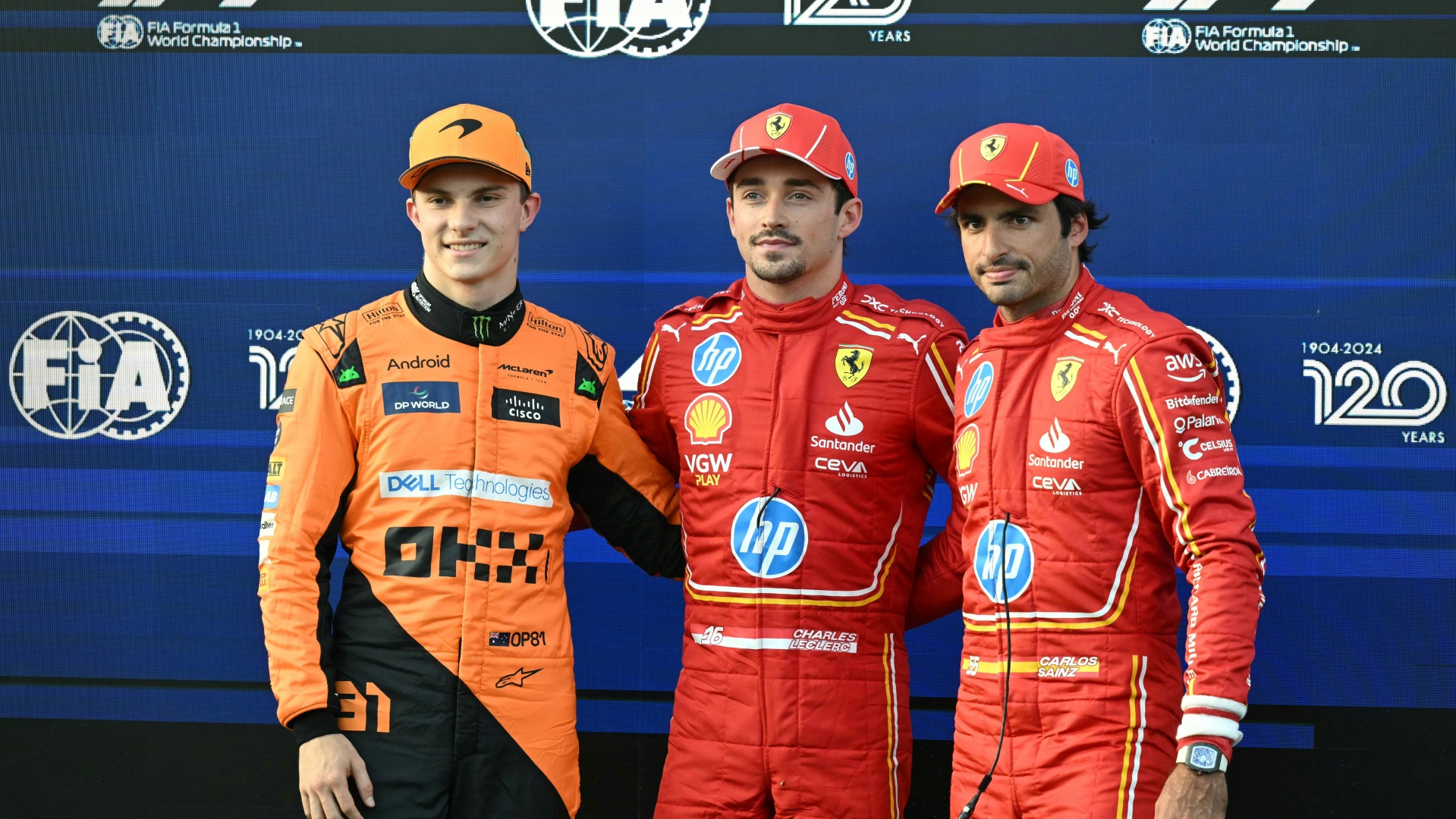 Das Trio von ganz vorne: Piastri, Leclerc und Sainz