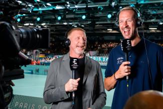 Handball-Experte Pascal Hens und Boris Becker